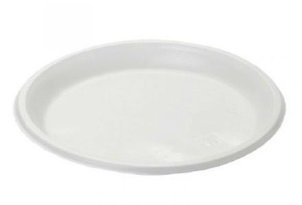 Одноразовая тарелка плоская D=165мм 3.2г белая (100/2400шт)