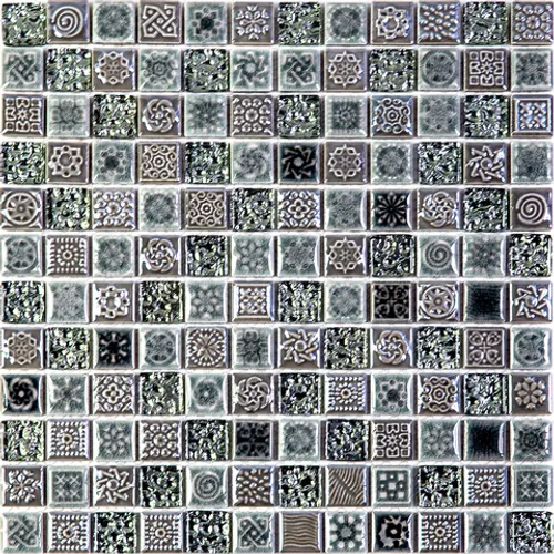 Morocco Керамическая мозаичная плитка Bonaparte серый серебро темный квадрат