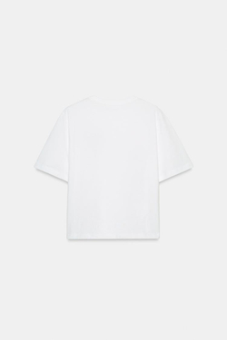 ZARA ФУТБОЛКА С ЦВЕТОЧНОЙ ВЫШИВКОЙ, БЕЛЫЙ