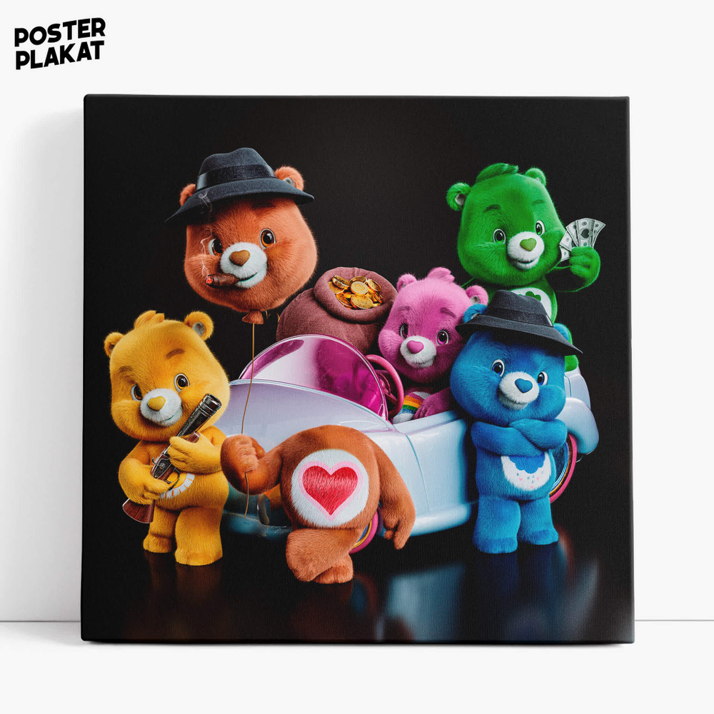 Картина для интерьера Заботливые мишки / Care Bears на холсте, персонажи мультфильма, холст с печатью на подрамнике, на стену, Постер Плакат
