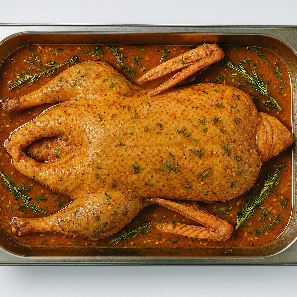 Тушка гуся в цитрусовом маринаде (4-4,5кг) Тушка гуся в цитрусовом маринаде (4-4,5кг)