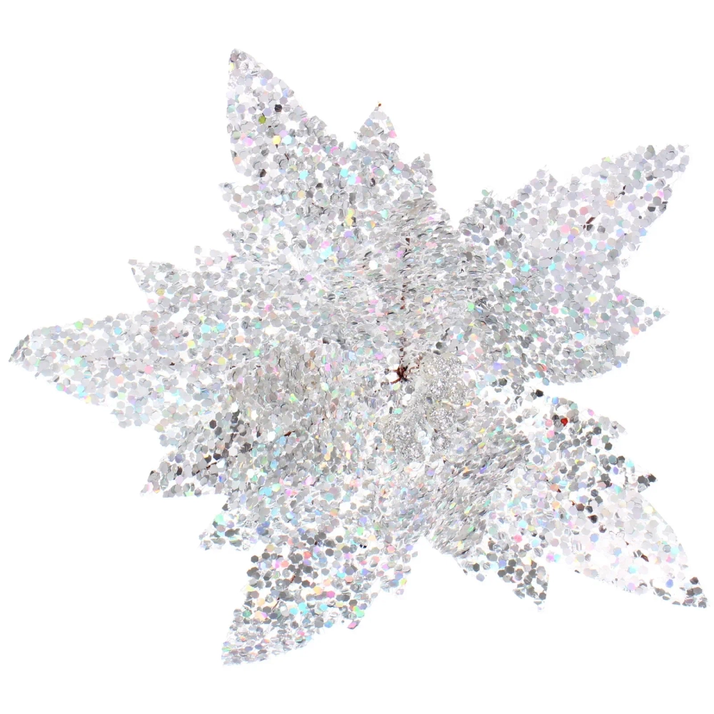 Украшение новогоднее «Пуансеттия - Царица ночи» 24 см, Серебро