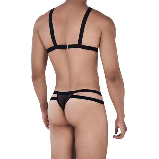Мужской комплект черный тонги и сбруя (портупея) Pikante THONG HARNESS PERSONALITY 033111
