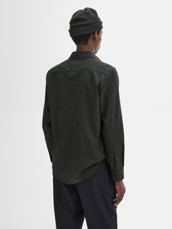 Massimo Dutti Рубашка из 100% хлопка с узором в елочку, зеленый