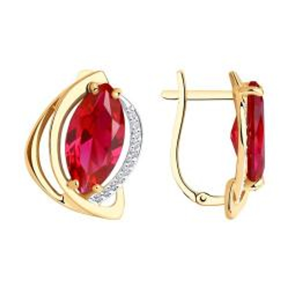 Серьги из золота с рубинами