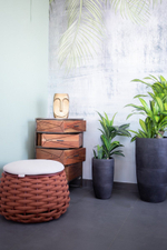 Пуф-столик плетеный с подушкой Tagliamento Pouf, терракотовый, светло-бежевый