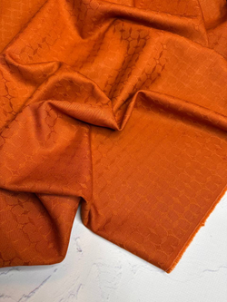 Костюмно-плательная однотонная жаккардовая шерсть с узором (COMME DES GARÇONS, 100%шерсть, Оранжевая охра, 142, 264 гр/м2)