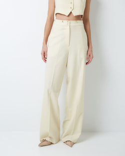 Брюки с регулируемым хлястиком из шерсти белый шоколад