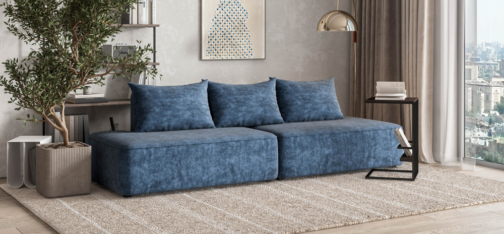 Диван Кинг Твин Велюр Роял синий