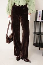 Брюки прямые из велюра с поясом-резинкой
