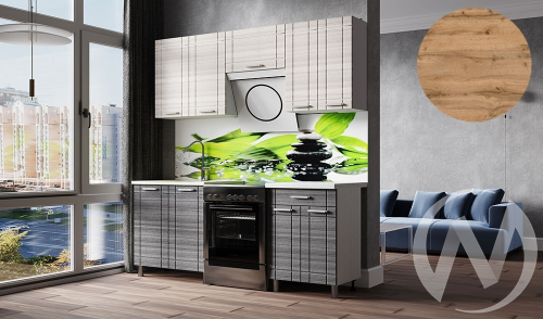 Кухня Салли 2.0м с окапом (корпус белый/сандал белый; сандал серый)