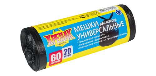 Мешки для мусора универсальные в рулоне Крепак 60 литров - 20 штук