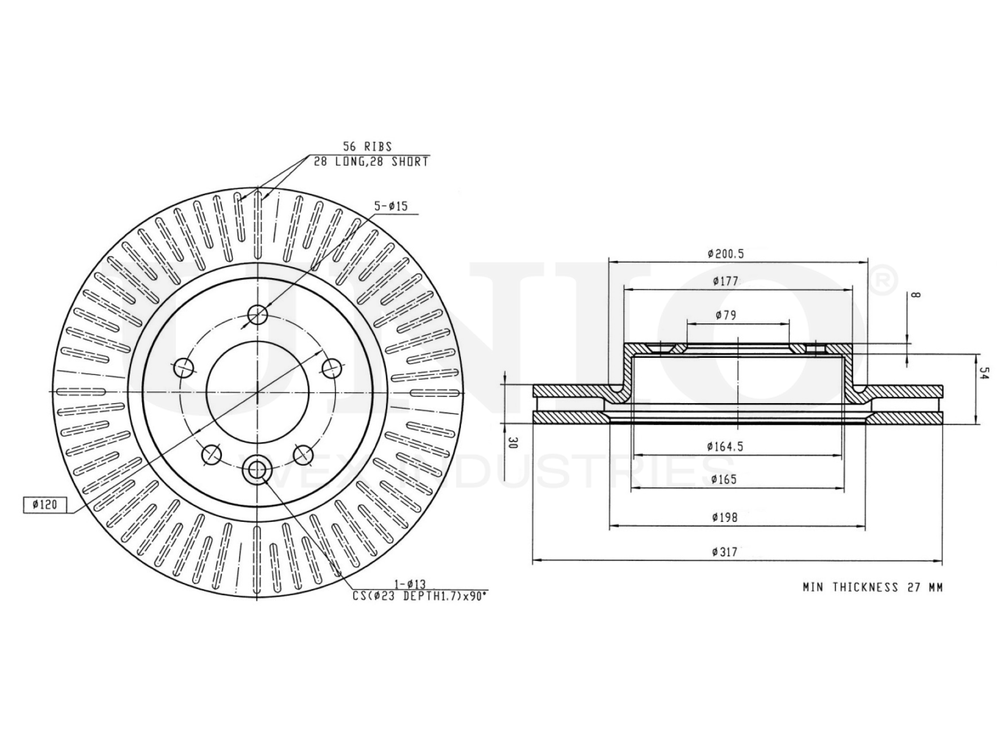 Диск тормозной передний UNIO BRD-20275