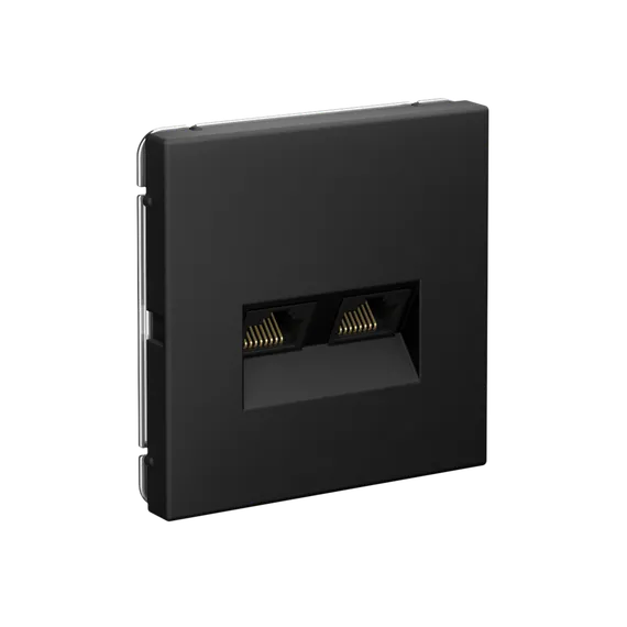 Розетка компьютерная 2-м ArtGallery RJ45 + RJ45 кат.5E механизм карбон SE GAL001085
