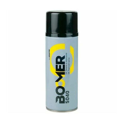 Краска аэрозольная 1К, цвет черный глянцевый Boomer, 0,4 л. (10269900)