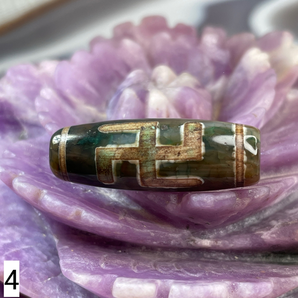 59598 Агат Бусина Дзи ХоТу 10*30мм