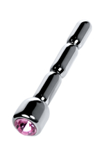 Серебристый уретральный плаг со стразом - 7 см. (Цвет: серебристый)