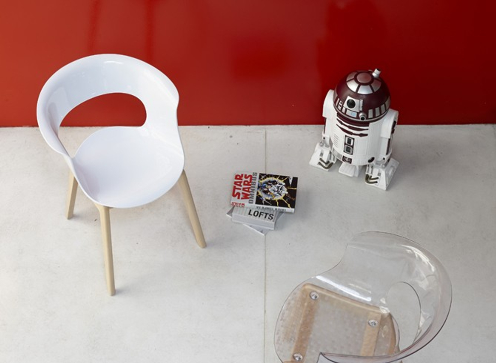 Кресло прозрачное с подушкой Scab Design Natural Miss B Antishock, натуральный бук, прозрачный, серый