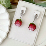 LEFIREL' Серьги серебряные женские "Лора" с цветами из муранского стекла / ювелирные украшения из родированного серебра 925