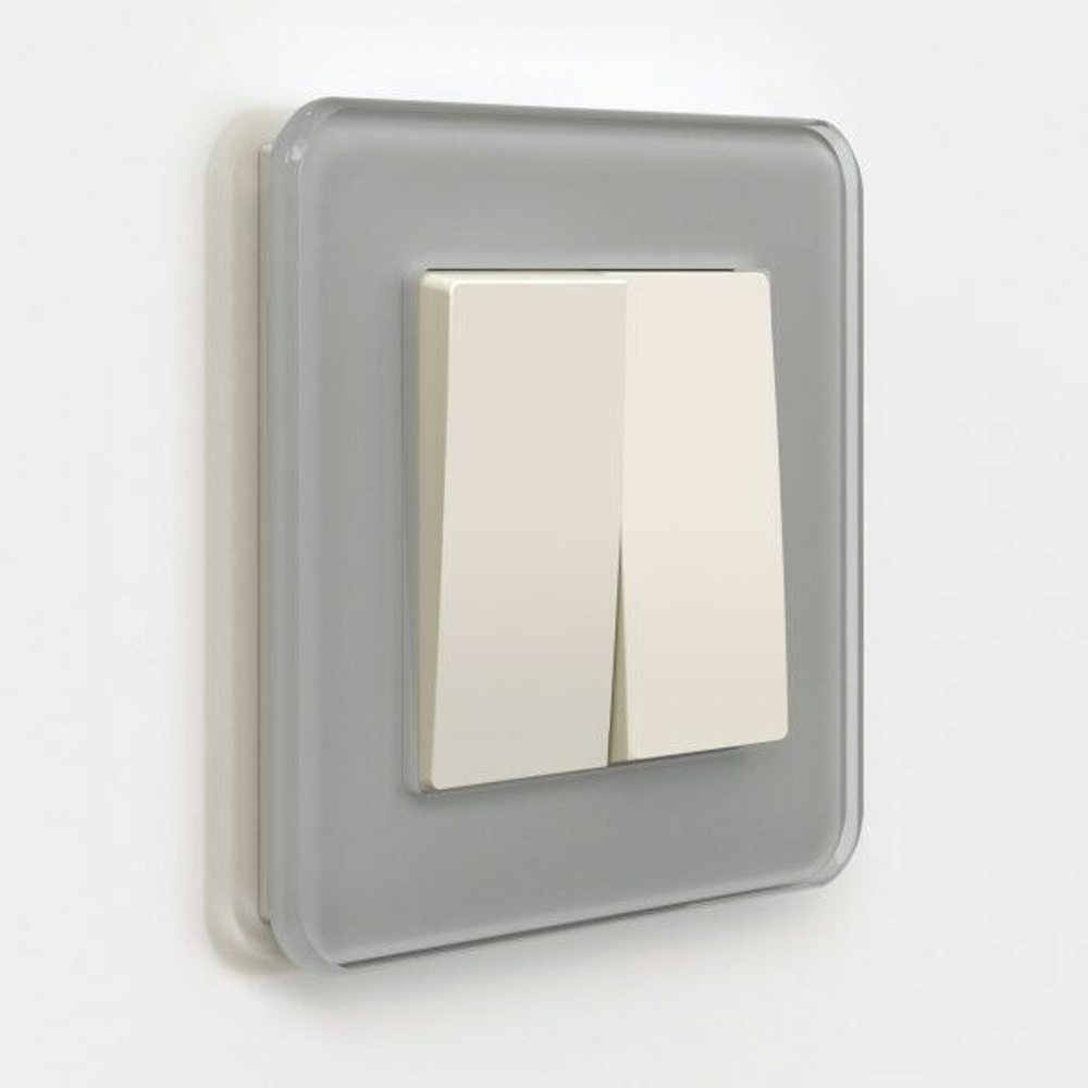 Выключатель двухклавишный проходной (айвори матовый)