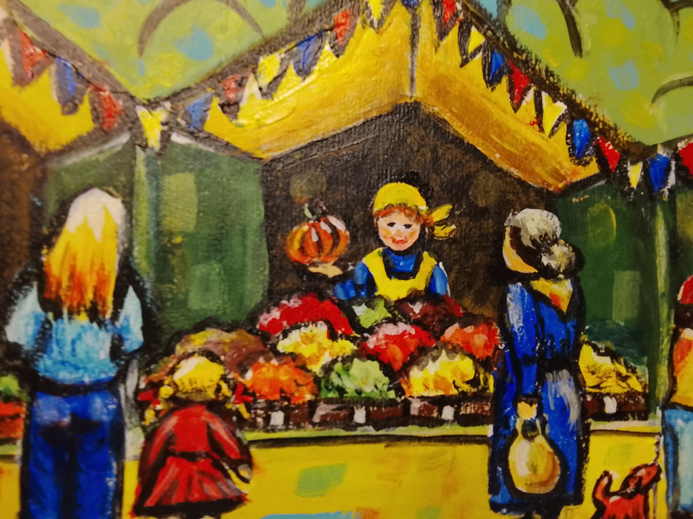 Картина "Айва", натюрморт. 30 см на 30 см. Акрил на картоне. Авторская живопись, оригинал.