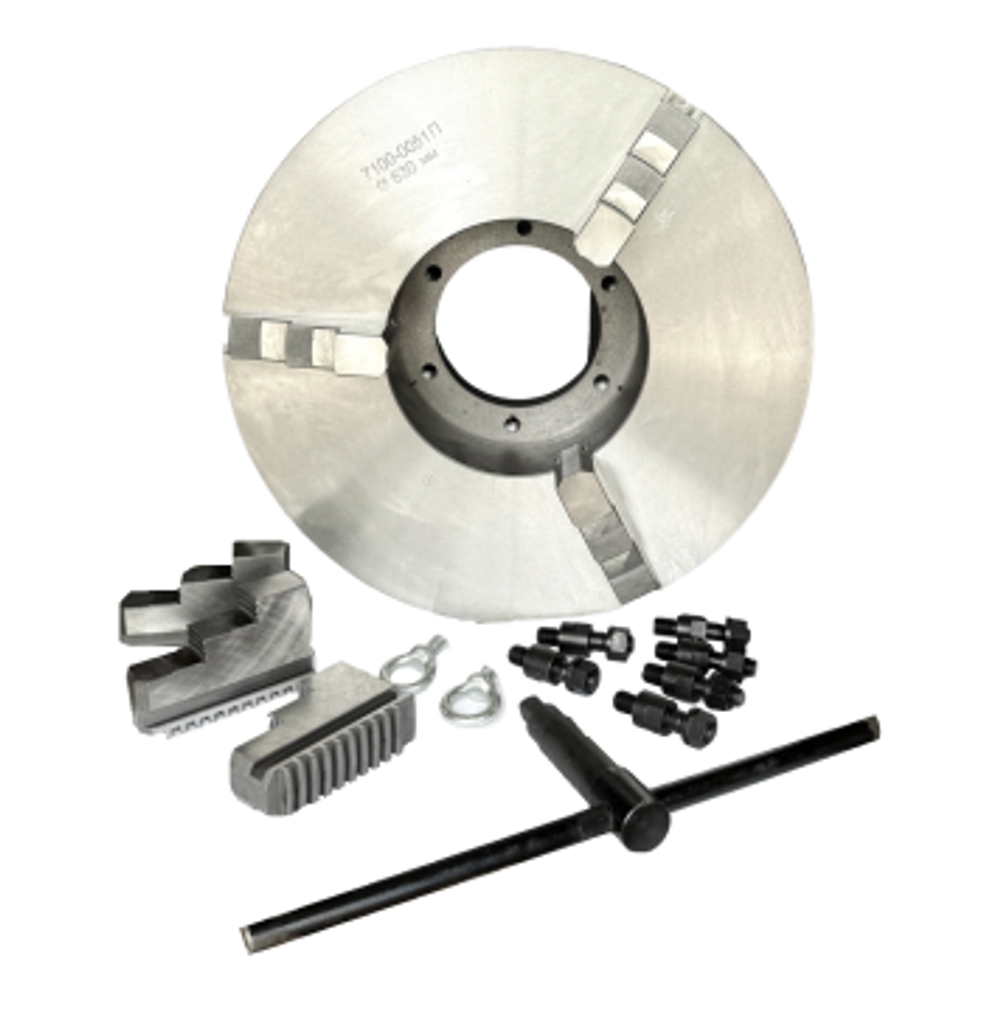 Токарный патрон К11-630/С11, посадка на условный конус 11, трехкулачковый, самоцентрирующийся, цельные кулачки