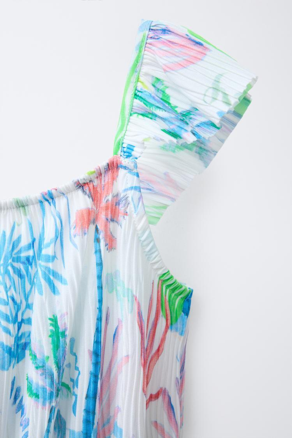 ZARA КОМБИНЕЗОН СО СКЛАДКАМИ И ПРИНТОМ, СИНИЙ