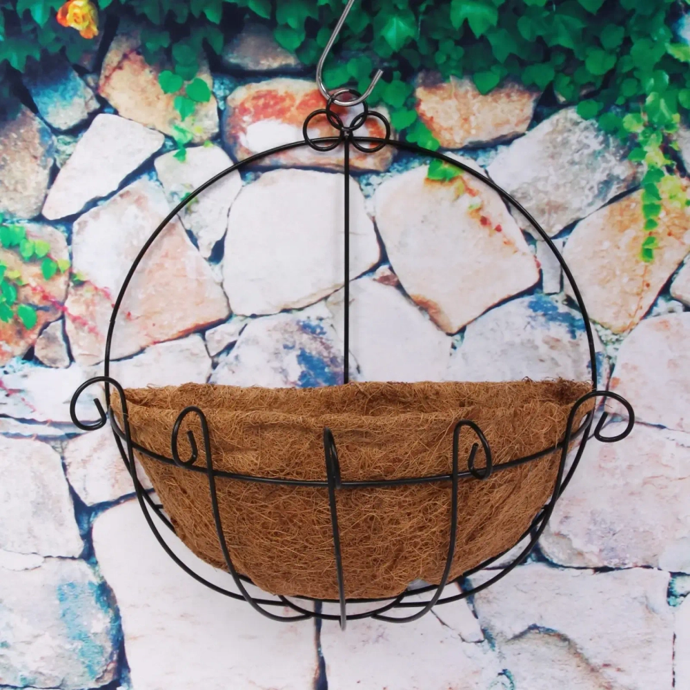 Кашпо для цветов 1,8л «Коковита» с кокосовым волокном, настенное d=30см ДоброСад