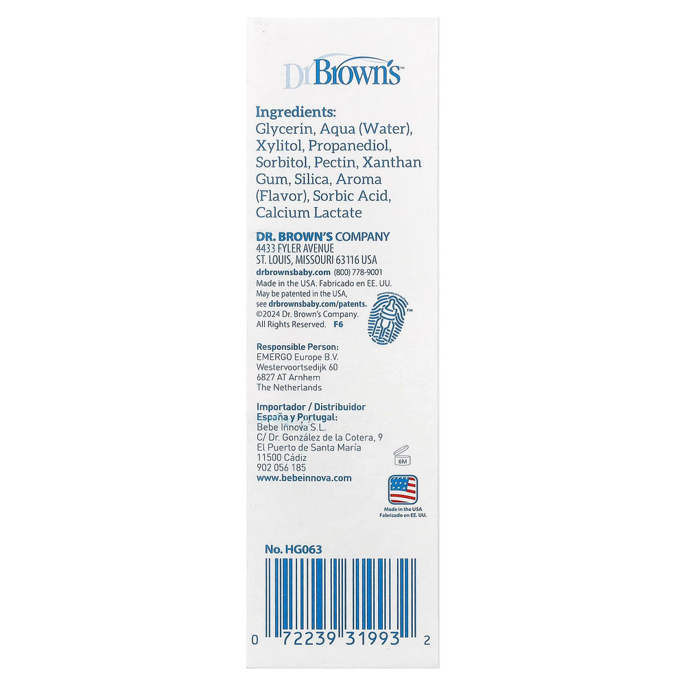 Dr. Brown's, Детская зубная паста, без фтора, для детей от 0 до 3 лет, с клубникой, 40 г (1,4 унции)