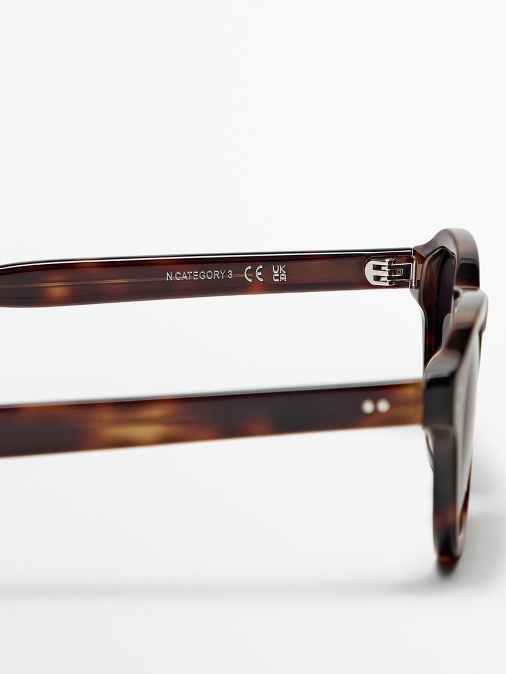 Massimo Dutti Солнцезащитные очки в круглой оправе под черепаху, коричневый