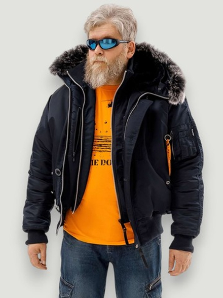 Куртка бомбер зимний Apolloget N-2B Gimalai (blue/orange - т.синий/оранж)