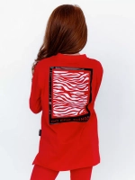 Красный костюм для девочки на весну с леггинсами