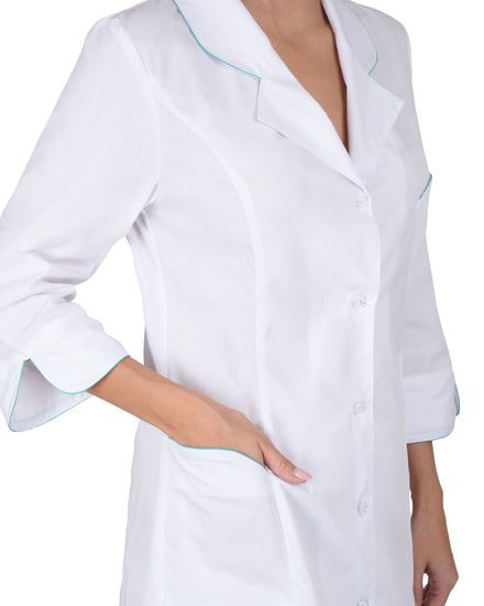 Халат женский "Сириус-Жасмин (св.бирюзовый/белый)