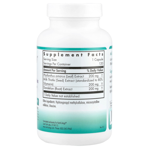 Nutricology, комплекс семян расторопши, 120 вегетарианских капсул