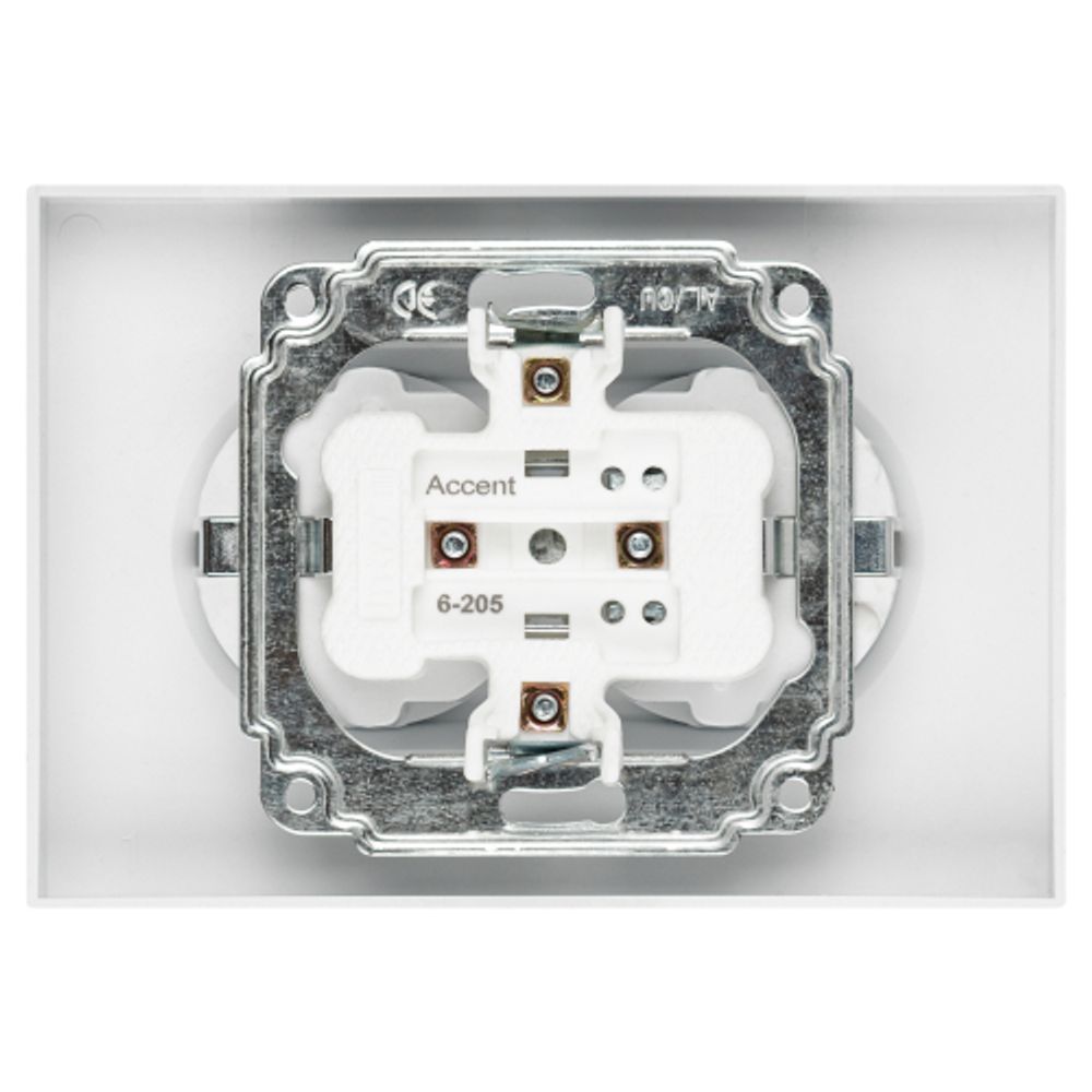 Розетка Intro Accent 6-205-01 2X2P+E Schuko, 16А-250В, IP20, СУ, AL/CU, белый