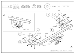 Фаркоп оцинкованный Galia P036A для Peugeot 307 универсал 2002-2008(паспорт и сертификат в комплекте)(без электрики)