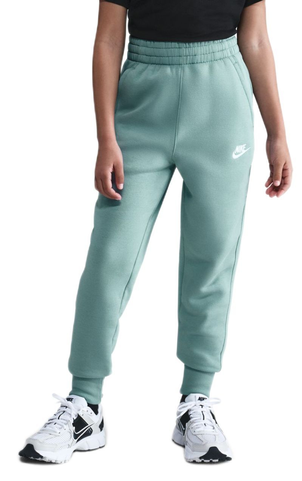 Брюки для девочки теннисные Nike Kids Sportswear Club Fleece High-Waisted Fitted - cannon/white