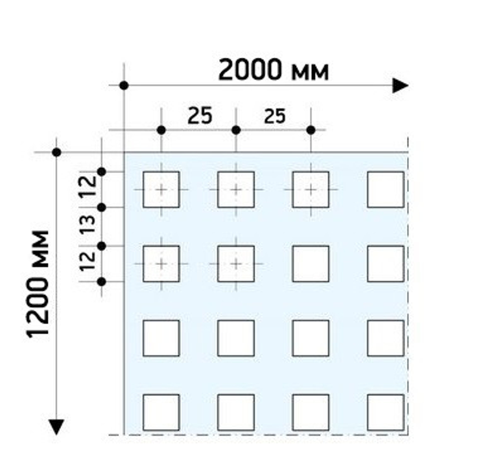 Лист гипсокартонный перфорированный Саундлайн-Акустика Квадро 4ПК 2000x1200x12,5 мм