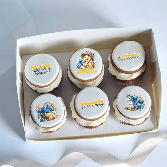 Капкейки с фотопечатью на День воспитателя в подарок
