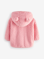 Куртка флисовая с капюшоном на молнии для девочки Next 378-049, Розовый