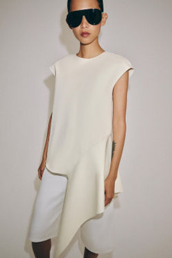 ZARA ТОП АСИММЕТРИЧНОГО КРОЯ — ZW COLLECTION, ЭКРЮ
