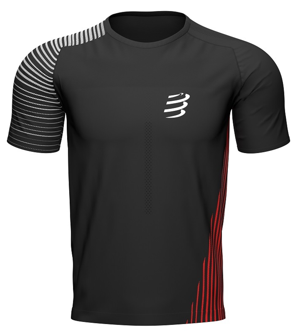Мужская теннисная футболка Compressport Performance SS Tshirt - black/red