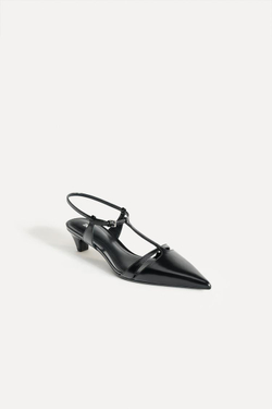 ZARA КОЖАНЫЕ ТУФЛИ НА СРЕДНЕМ ТОНКОМ КАБЛУКЕ — 50TH ANNIVERSARY, ЧЕРНЫЙ