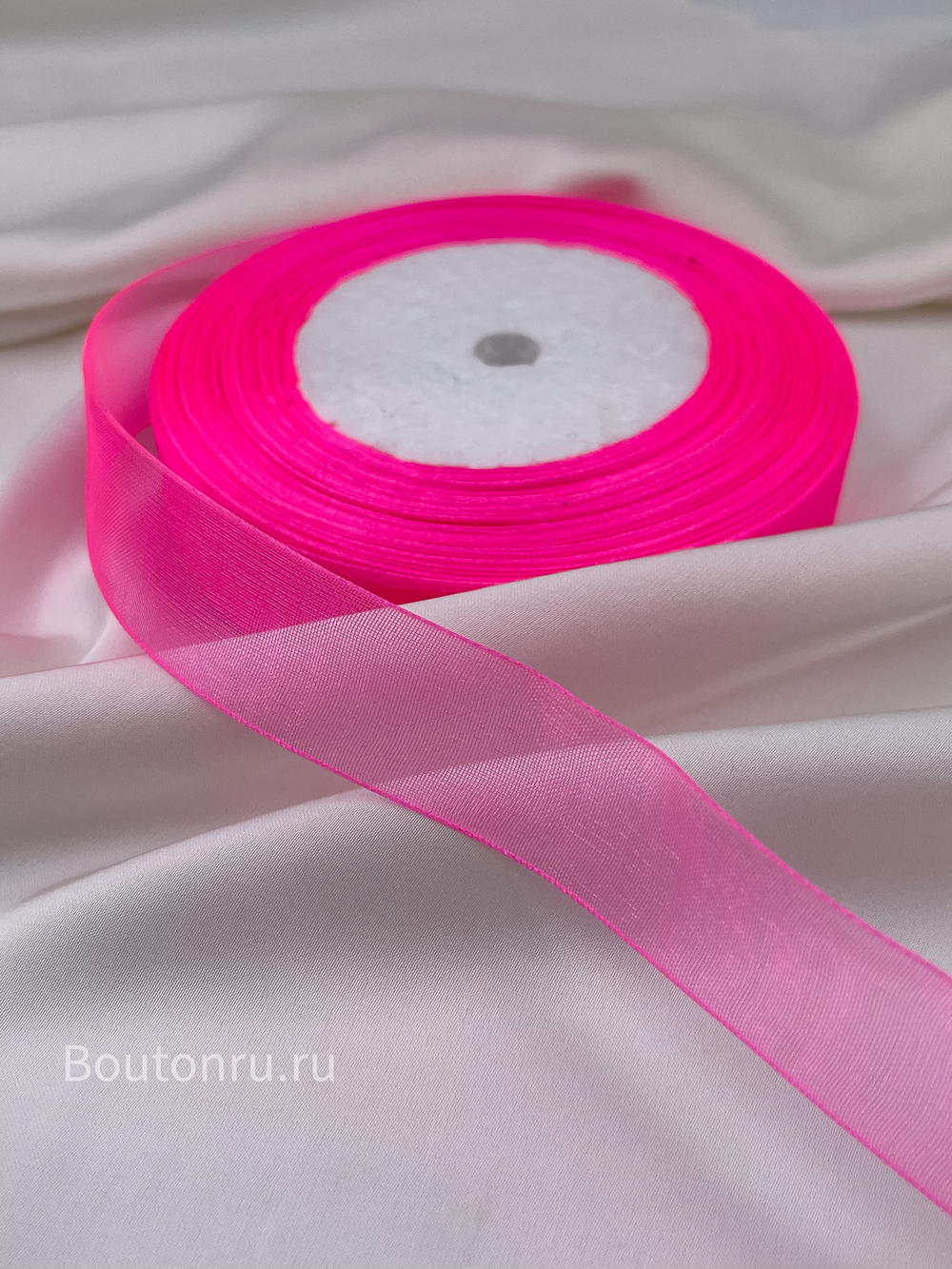 Лента капроновая органза розовая