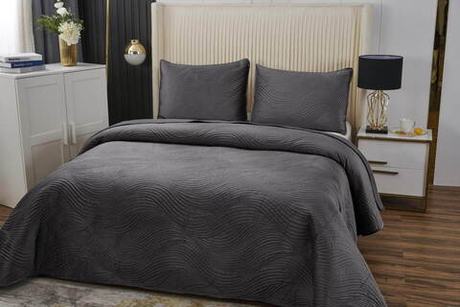 Покрывало 240х260 и 2 наволочки 50x70 Sofi De MarkO Жизель антрацит