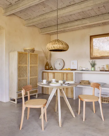 Стул Romane светлый бук с сиденьем из ротанга