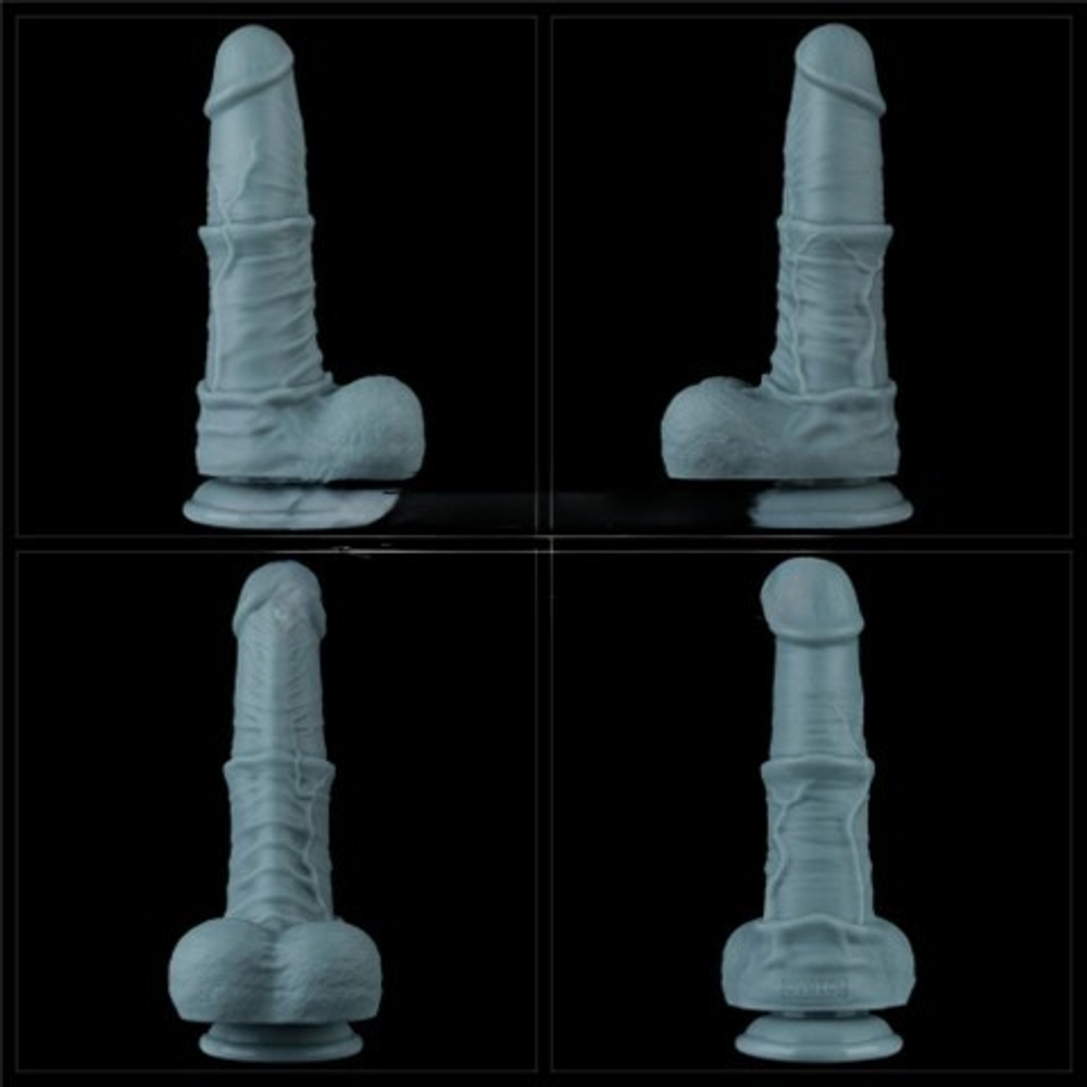 Реалистичный вибратор Lovetoy Nature coc (20*5,8 см) с функцией фрикции и пультом ДУ, голубой