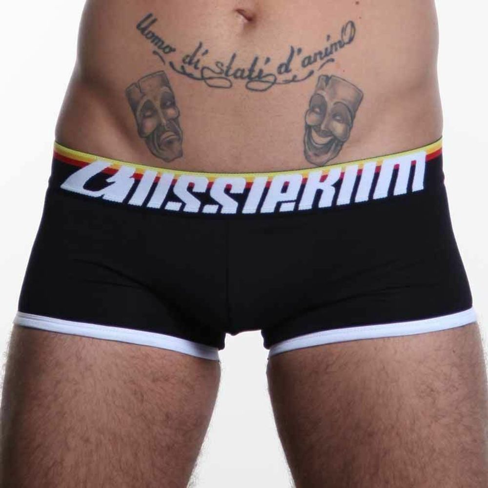 Мужские трусы хипсы черные с цветной резинкой Aussiebum Fire Boxer AB00186