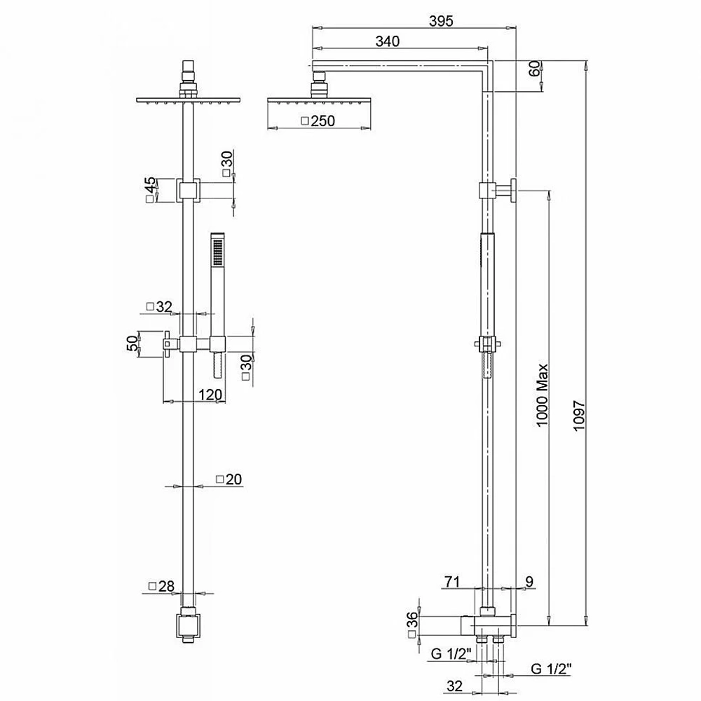 Душевая система PAINI RS Q3 50CR191ARQP3 хром