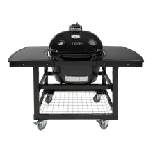 Керамический угольный гриль Primo Oval 300 (Family), 38х56 см, на столе с боковыми композитными столешницами